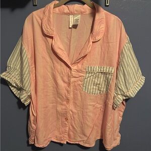Pink pajama top with pocket